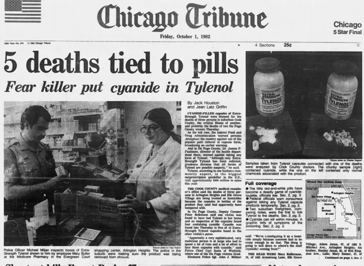 Tylenol cyanide poisoning · 1982